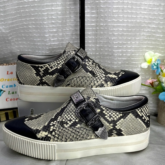 (H2) Ash Kansas Women's Black and White Leather Platform Sneakers, Size 40/9 M - Picture 1 of 14